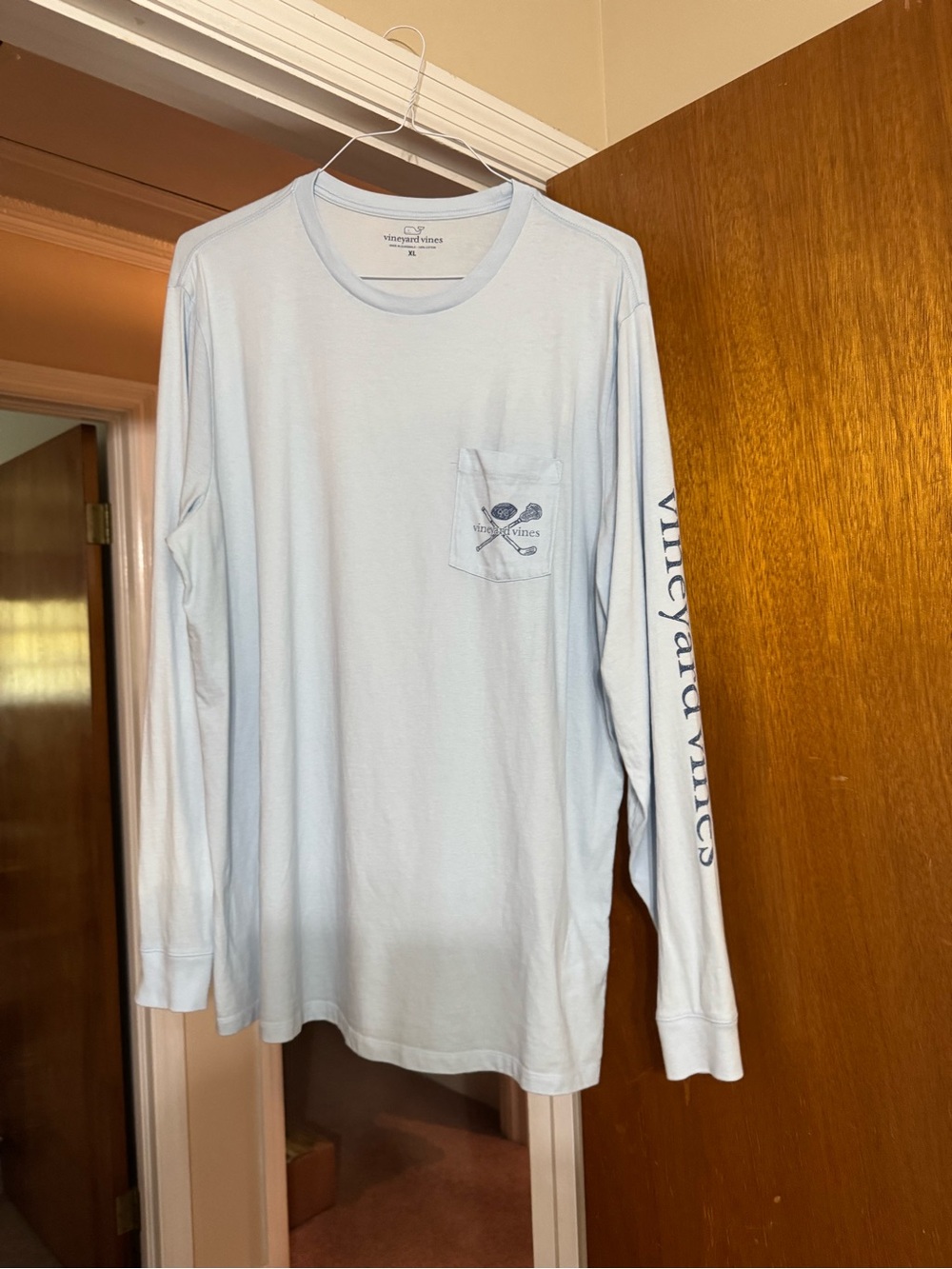 Vineyard Vines Light Blue Long Sleeve Pocket Tee